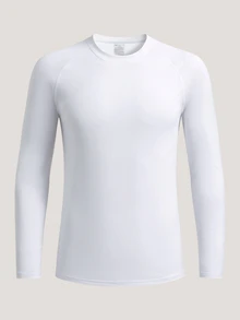 Driftmere Men's Gift Men's Compression Sports Quick-Dry T-Shirt, Fitness Long Sleeve Skin-Friendly Soft Elastic Base Layer White - White - View 4