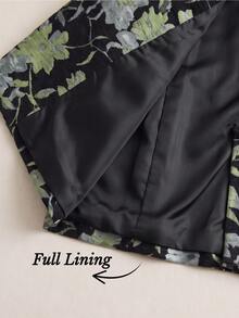 RosyDaze Autumn Jacquard Green Lapel Metal Hand-Sewn Button Long Sleeve Fashion Blazer - Green - View 5