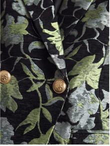 RosyDaze Autumn Jacquard Green Lapel Metal Hand-Sewn Button Long Sleeve Fashion Blazer - Green - View 2