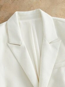 Manfinity RebelGame Bộ 2 món nam thời trang dệt kiểu dáng trẻ trung thoải mái gồm áo blazer tay dài dáng rộng và quần ống đứng lưng thun - Màu be - Xem 10