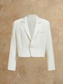 Manfinity RebelGame Bộ 2 món nam thời trang dệt kiểu dáng trẻ trung thoải mái gồm áo blazer tay dài dáng rộng và quần ống đứng lưng thun - Màu be - Xem 9