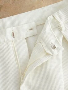 Manfinity RebelGame Bộ 2 món nam thời trang dệt kiểu dáng trẻ trung thoải mái gồm áo blazer tay dài dáng rộng và quần ống đứng lưng thun - Màu be - Xem 5