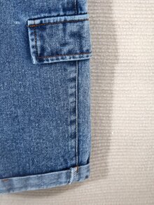 Mirajuku Young Boy Blue Washed Loose Fit Casual Denim Bib Overalls With Pockets,Convenient Front Open Button,Simple Fashionable Daily Wear Summer Holiday - Medium Wash - View 7