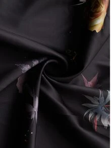 Solivie 女士优雅印花褶皱中长连衣裙，夏季女装，母亲节连衣裙，节日女装，派对连衣裙，婚礼连衣裙，沙滩连衣裙，女士沙滩装，毕业礼服，舞会礼服，度假装，女士正式礼服，晚宴礼服，女士场合礼服，婚礼宾客礼服，女士印花连衣裙，缎面印花连衣裙 - 黑色 - 查看 12
