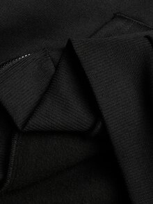 SHEIN Tween Girls Casual Fur Kids Decor Solid Black Hooded Cardigan Jacket, Autumn/Winter Fall - Black - View 12