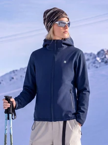 In My Nature Women's Fleece Lined Zipper Front Hooded Outdoor Softshell Jacket For Hiking, Camping And Vacation, Fall Winter - Navy Blue - View 6