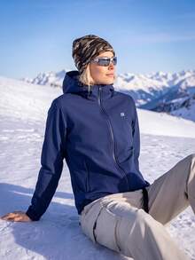 In My Nature Women's Fleece Lined Zipper Front Hooded Outdoor Softshell Jacket For Hiking, Camping And Vacation, Fall Winter - Navy Blue - View 7