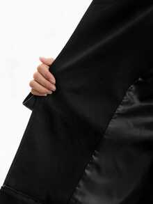 LYSMO Women's Zipper Placket Double-Breasted Long Sleeve Casual Goth Napoleon Jacket Halloween Night Out Concert Black Fall - Black - View 7