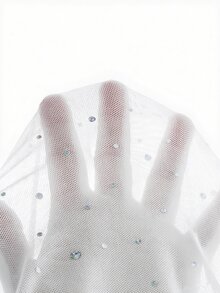 SHEIN 女童春夏新款背心內搭二合一露肩亮片網紗長袖上衣，時尚優雅甜美可愛 - 白色 - 查看 6