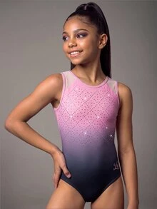 Tween Girls Clothing Sleeveless Gymnastics Outfit Pink Checked Mesh Printed Patterns Fall Gym Athletic Cute Exotic Active Graphic Dance - Multicolor - View 5