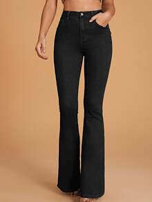 Selenza Plus Size Plain Simple Everyday Jeans - Black - View 6