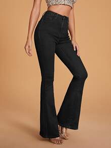 Selenza Plus Size Plain Simple Everyday Jeans - Black - View 5