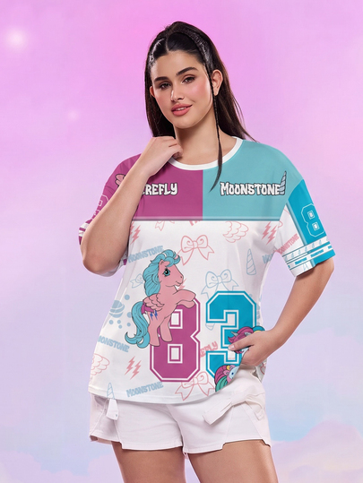My Little Pony X SHEIN Plus Size Cute Cartoon Print Round Neck Short Sleeve T-Shirt