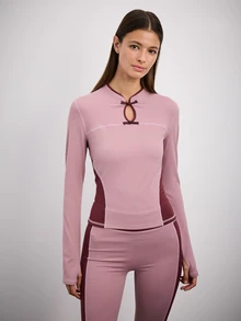 Nöista Activewear Long Sleeves Top With Chinese Buttons - Dusty Purple - View 1