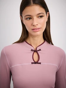 Nöista Activewear Long Sleeves Top With Chinese Buttons - Dusty Purple - View 5