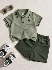 Souflis Souflis Baby Boy / Infant / Toddler Casual Academy Style Polo Shirt + Shorts 2pcs Set, Spring/Summer - Green - View 1