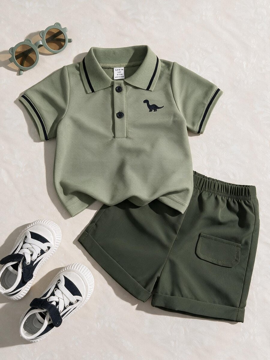 Souflis Souflis Baby Boy / Infant / Toddler Casual Academy Style Polo Shirt + Shorts 2pcs Set, Spring/Summer - Green - View 1