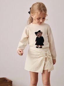 PrepCrw Tween Girls' Woven Solid Color Wrap-Front Casual Skort For Spring And Summer - Apricot - View 1