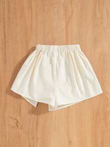 PrepCrw Tween Girls' Woven Solid Color Wrap-Front Casual Skort For Spring And Summer - Apricot - View 4