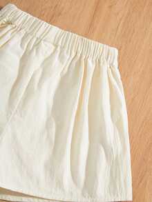 PrepCrw Tween Girls' Woven Solid Color Wrap-Front Casual Skort For Spring And Summer - Apricot - View 7