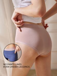LUVLETTE Set de 2 paquetes de bragas básicas de corte medio sin marcas para mujer - cómodas y casuales - Multicolor - Ver 4