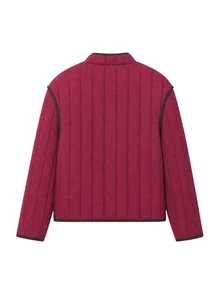 Nöista Burgundy Quilted Jacket With Patch Pockets And A Stylish Design, Perfect For Chic Layering And Effortless Fall Winter Outfits. Halloween Fashion. - Red - View 7