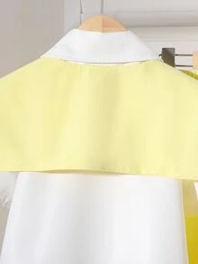 SHEIN 青少年女孩 3件組 白色奶油黃短袖上衣、披肩休閒可愛學院風長褲套裝，假期穿搭，校外夏季校園風 - 黃色 - 查看 11
