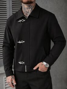 Manfinity Roughcore Mature Casual, Commuter Versatile, Fashion Casual Men's Jacket And Coat - Black - View 1
