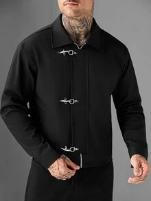 Manfinity Roughcore Mature Casual, Commuter Versatile, Fashion Casual Men's Jacket And Coat - Black - View 6