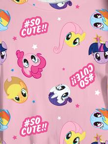 My Little Pony X SHEIN 大尺碼夏季休閒卡通印花短袖T恤 - 白色 - 查看 4