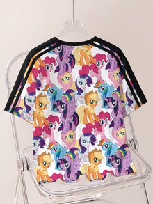 My Little Pony X SHEIN 大尺碼卡通印花短袖T恤 - 白色 - 查看 2