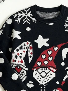 Manfinity CasualKnits 男士全印花休閒百搭日常穿著長袖針織衫 - 彩色 - 查看 6