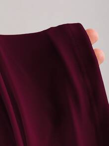 Sweetra Women's Elegant Fitted Fashion Romantic Knit Ruched Halter Neck Dress - Burgundy - View 4