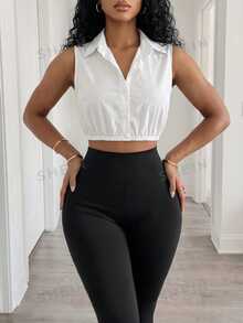 BamGleam Quần capri ôm xẻ tà dệt kim không đường may màu trơn, phong cách athleisure gợi cảm, cơ bản thường ngày, màu đen, cho tập gym, Pilates và tập luyện mùa hè - màu đen - Xem 6