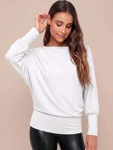 Amorya Women's New Elegant Round Neck Comfortable Knit Casual Outing Top - White - View 1