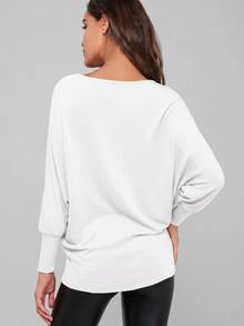Amorya Women's New Elegant Round Neck Comfortable Knit Casual Outing Top - White - View 2