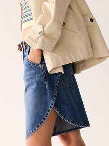 Bohemela Women's Loose Asymmetrical Hem Casual Denim Shorts - Blue - View 6