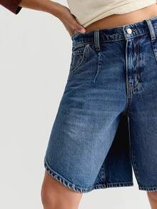 Bohemela Women's Loose Asymmetrical Hem Casual Denim Shorts - Blue - View 5