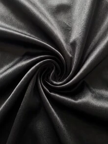 Firerie Plus Size Satin Suit Collar Party Set/Pajamas With Pockets, Elegant Commute/Black Christmas Party Two-Piece Set / Satin Pajama Party Set - Black - View 9