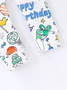 SHEIN 可愛男嬰白色秋冬款週歲生日派對彩色塗鴉數位印花修身長袖雙面拉鍊連身衣拉鍊睡衣 - 白色 - 查看 9