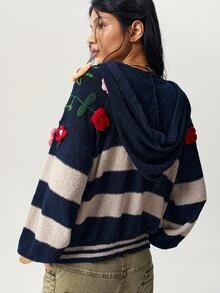 Bohemela Women's Floral Decor Casual Daily Outing Cardigan - Blue - View 7
