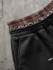 AXEPEAK Vintage Men's Long Sleeve Zip-Up Hoodie And Drawstring Waist Sweatpants Casual Set - Black - View 9