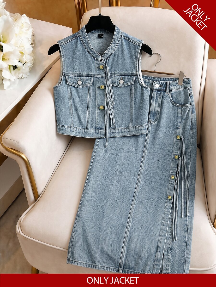 GlowEve Women's Single-Breasted Casual Daily Denim Jacket - Blue - View 1