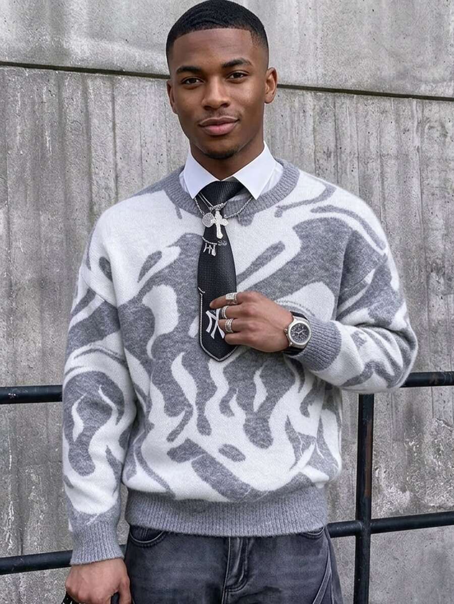 NEOSTRIT Men's All-Over Print Casual Daily Wear Long Sleeve Sweater - Multicolor - View 1
