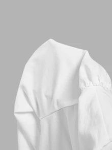 SHEIN MOD Pankou Long Sleeve Asymmetrical Placket Shirt - White - View 10
