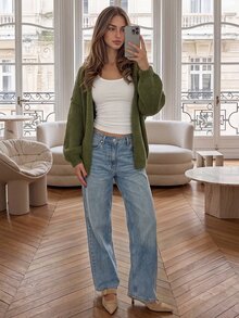 Cévolie French Fashion Casual Women's Cardigan Sweater Work Brunch Olive Green Autumn - Olive Green - View 5