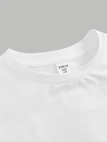 SHEIN Tween Girls White Knitted Kids Fitted Waist Design Contrast Lace 2 In 1 T-Shirt, Suitable For Daily Commute And Back To School Outfits Tween Girl - White - View 5