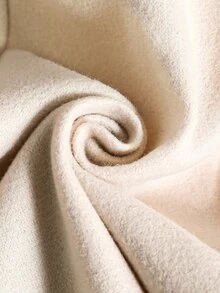 SHEIN Áo khoác dáng dài có mũ cho bé gái tuổi teen, phối patchwork lông giả, tay dài, hai hàng cúc, mùa thu/đông - Màu be - Xem 5
