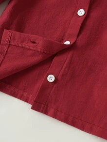 SHEIN Perso Play 1pc Toddler Girl Blouse Top Sweet Red Floral Embroidery Bow Ruffle Smocked Long Sleeve Peter Pan Collar Party Fall Holiday Princess Birthday - Red - View 6