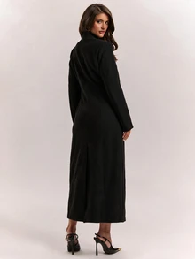 SHEIN BAE Women's Solid Color Casual Versatile Daily Wear Overcoat - Black - View 2